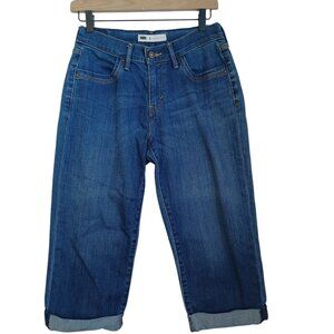 Levis Jeans Mid Rise Capri Pant Medium Wash Blue Denim Folded Cuff Womens 4